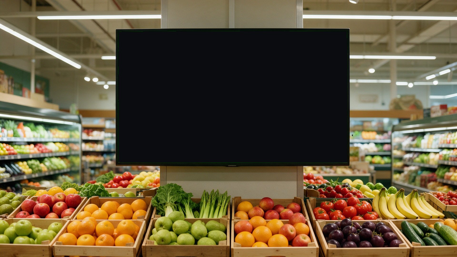 Οθόνη e-signage σε χώρο: Σούπερ μάρκετ